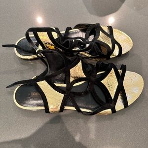 Gold and black strappy Louis Vuitton sandals size 40